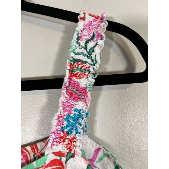 Cynthia Rowley Tropical Linen Tank Top Pink M Floral Preppy Chic Feminine Artsy - Picture 4 of 9